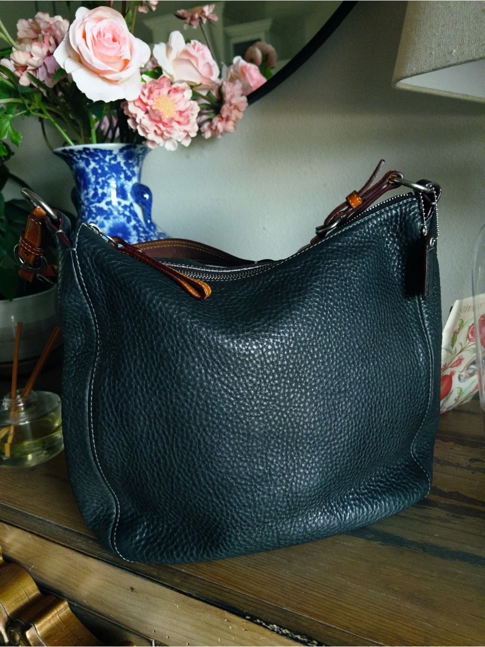 Vintage Coach Black Leather Hobo Shoulder Bag
